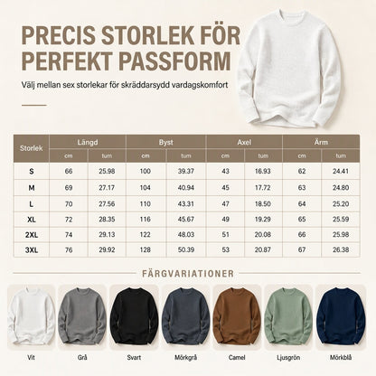 🧶 Waffelstickad tröja för män med rund hals och långa ärmar – lätt, andas, smal passform, perfekt för vardag och höst! ✨