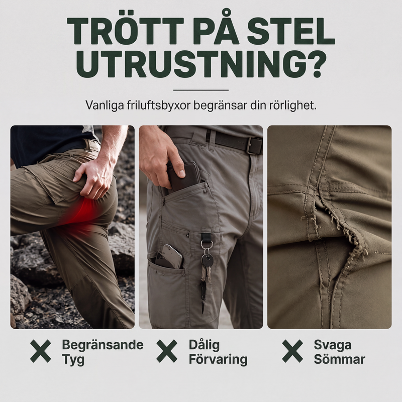Fleecefodrade friluftsbyxor för herr med stretch och fickor