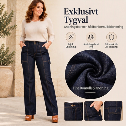 ✨ Dammjeans med hög midja 👖 med kontrasterande sömmar och vida ben, trendiga och smickrande till alla stilar ✨