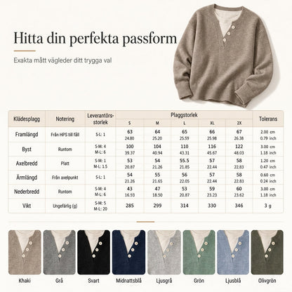👚 Casual mock two-piece V-ringad stickad tröja med knappdetaljer – mjuk, bekväm och mångsidig, perfekt för vardag och höst! ✨