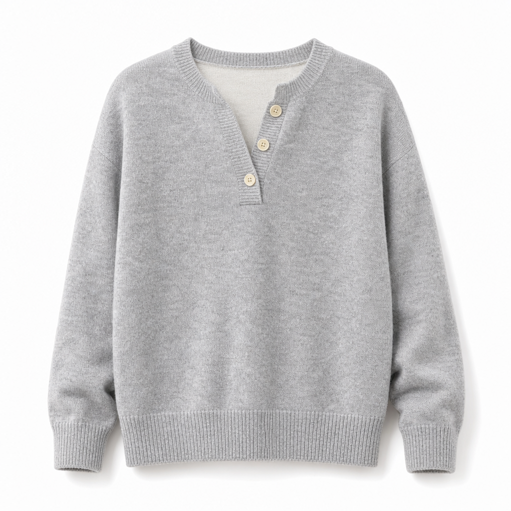👚 Casual mock two-piece V-ringad stickad tröja med knappdetaljer – mjuk, bekväm och mångsidig, perfekt för vardag och höst! ✨