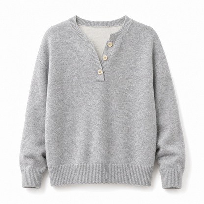 👚 Casual mock two-piece V-ringad stickad tröja med knappdetaljer – mjuk, bekväm och mångsidig, perfekt för vardag och höst! ✨