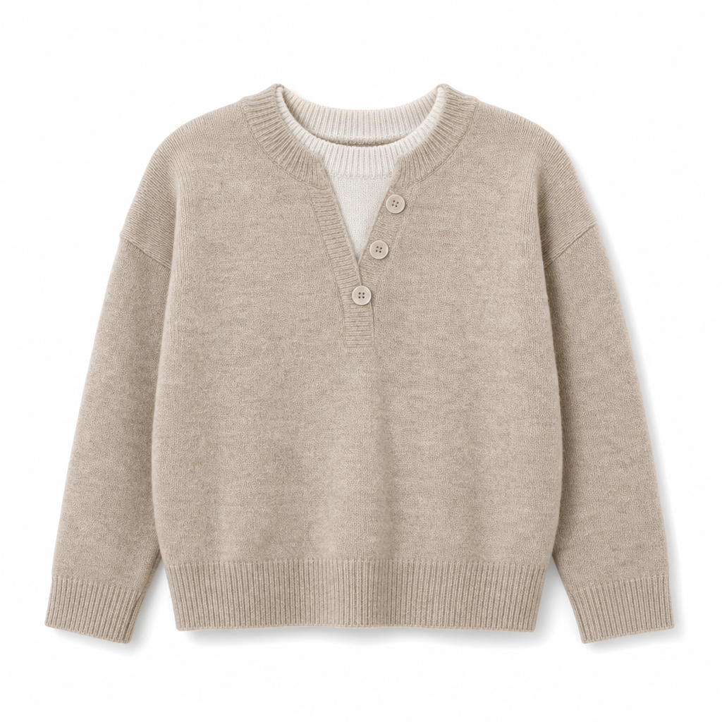 👚 Casual mock two-piece V-ringad stickad tröja med knappdetaljer – mjuk, bekväm och mångsidig, perfekt för vardag och höst! ✨