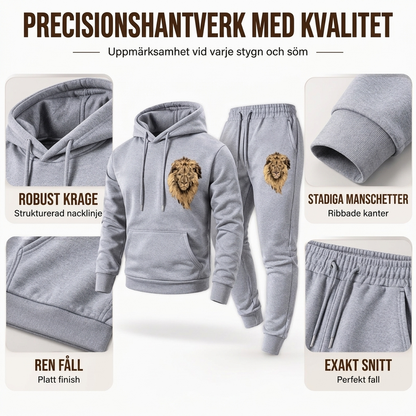 Set med hoodie och joggingbyxor för män med lejonmotiv