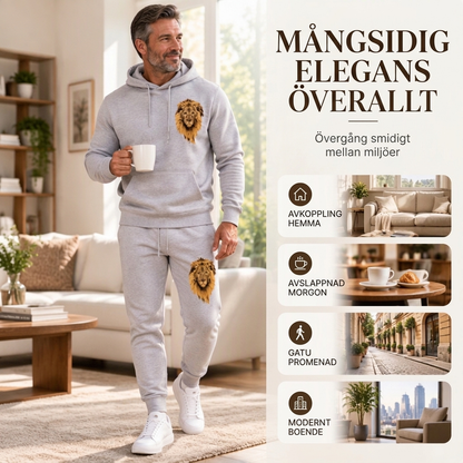 Set med hoodie och joggingbyxor för män med lejonmotiv