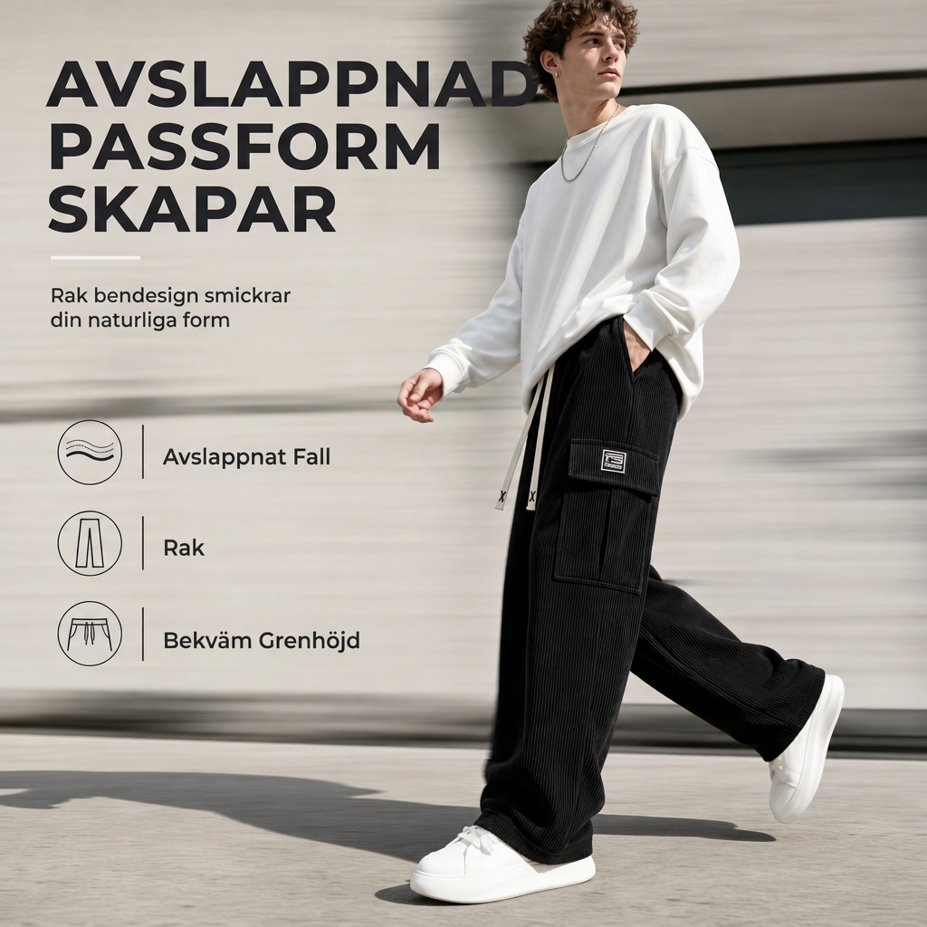 Cargobyxor i corduroy med avslappnad passform för män