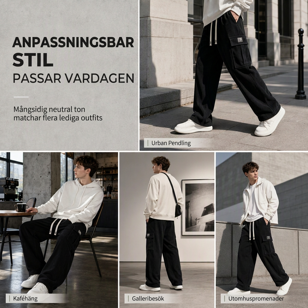 Cargobyxor i corduroy med avslappnad passform för män