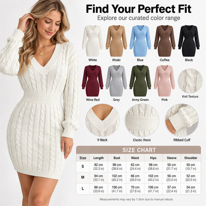 Kvinnor Elegant Cable Stickad Bodycon Klänning