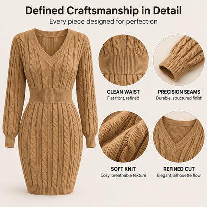 Kvinnor Elegant Cable Stickad Bodycon Klänning