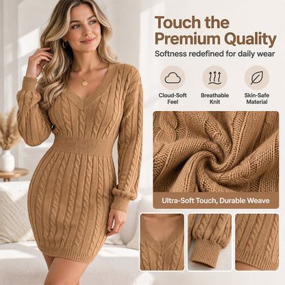 Kvinnor Elegant Cable Stickad Bodycon Klänning