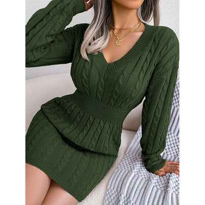 Kvinnor Elegant Cable Stickad Bodycon Klänning