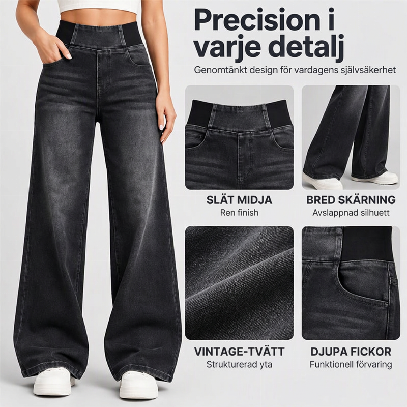 ⏳Sista dagen med rea - 50% rabatt👖kvinnors avslappnade jeans med stretch och vida ben