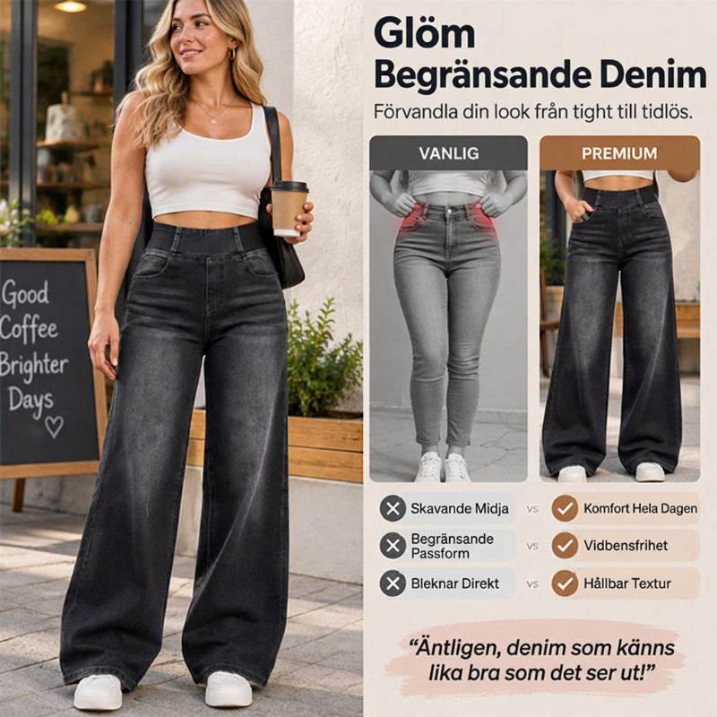 ⏳Sista dagen med rea - 50% rabatt👖kvinnors avslappnade jeans med stretch och vida ben