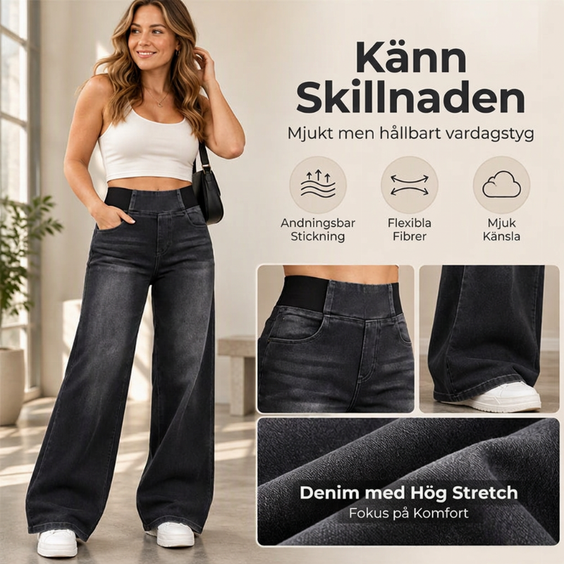 ⏳Sista dagen med rea - 50% rabatt👖kvinnors avslappnade jeans med stretch och vida ben
