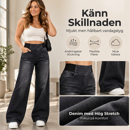 ⏳Sista dagen med rea - 50% rabatt👖kvinnors avslappnade jeans med stretch och vida ben