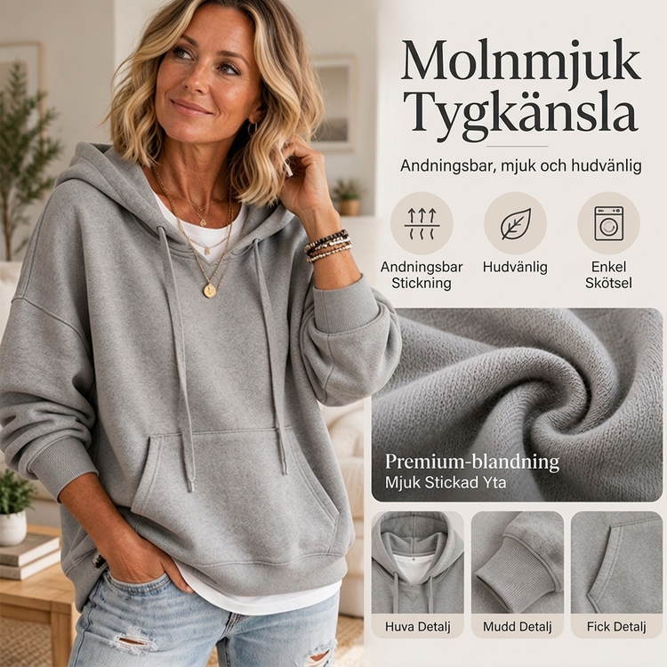 👚 Casual oversize-huvtröja med dragsko för kvinnor – mjuk, bekväm och mångsidig, perfekt för vardag och höst! ✨
