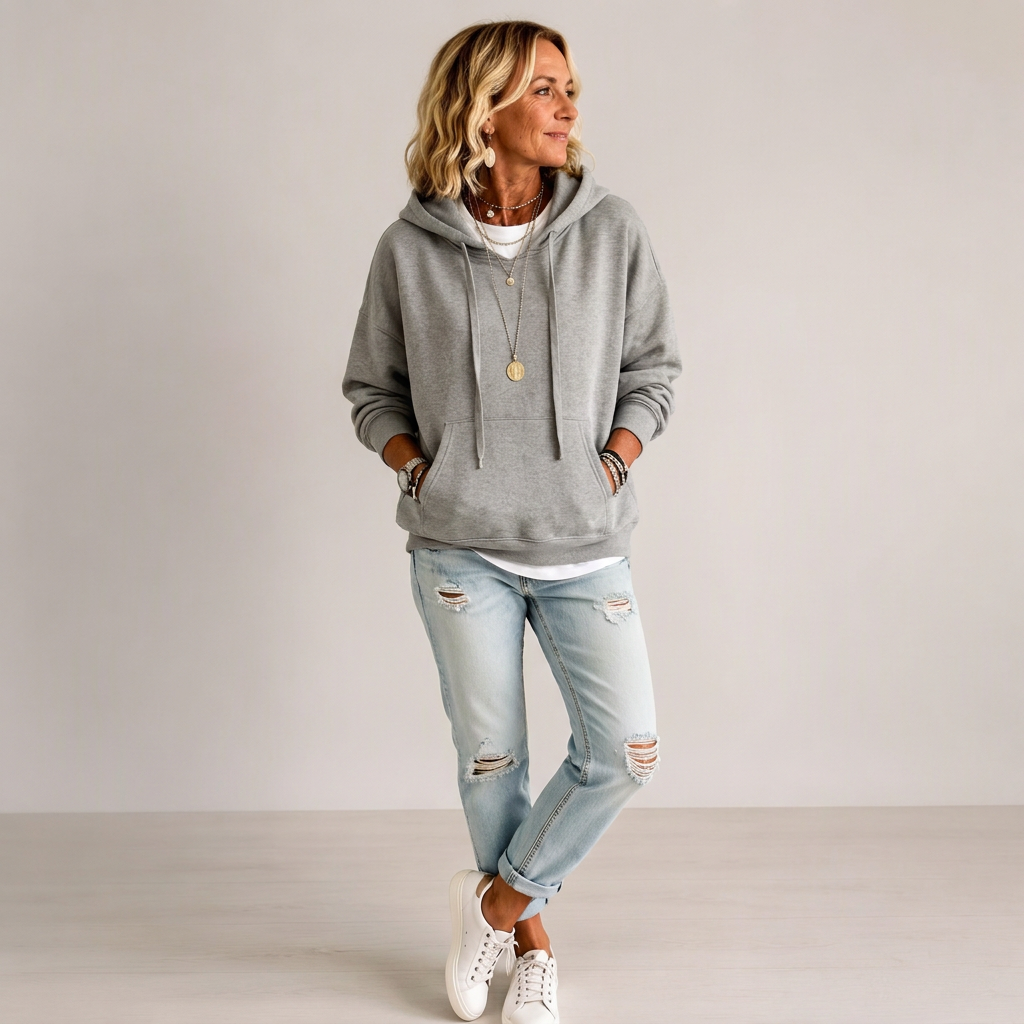 👚 Casual oversize-huvtröja med dragsko för kvinnor – mjuk, bekväm och mångsidig, perfekt för vardag och höst! ✨