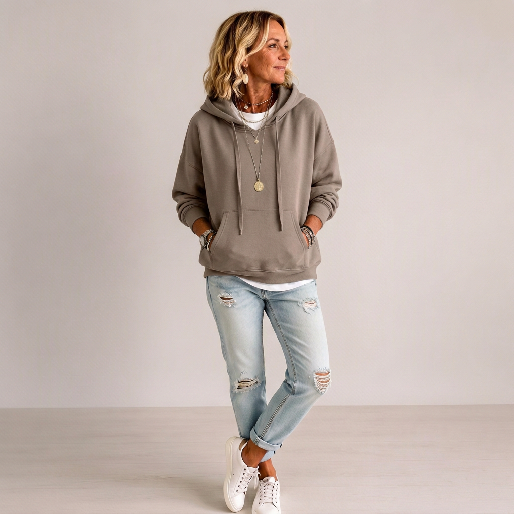 👚 Casual oversize-huvtröja med dragsko för kvinnor – mjuk, bekväm och mångsidig, perfekt för vardag och höst! ✨