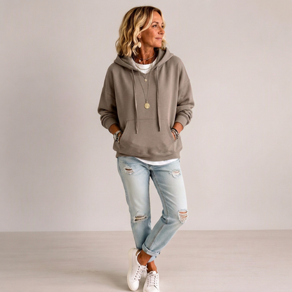 👚 Casual oversize-huvtröja med dragsko för kvinnor – mjuk, bekväm och mångsidig, perfekt för vardag och höst! ✨
