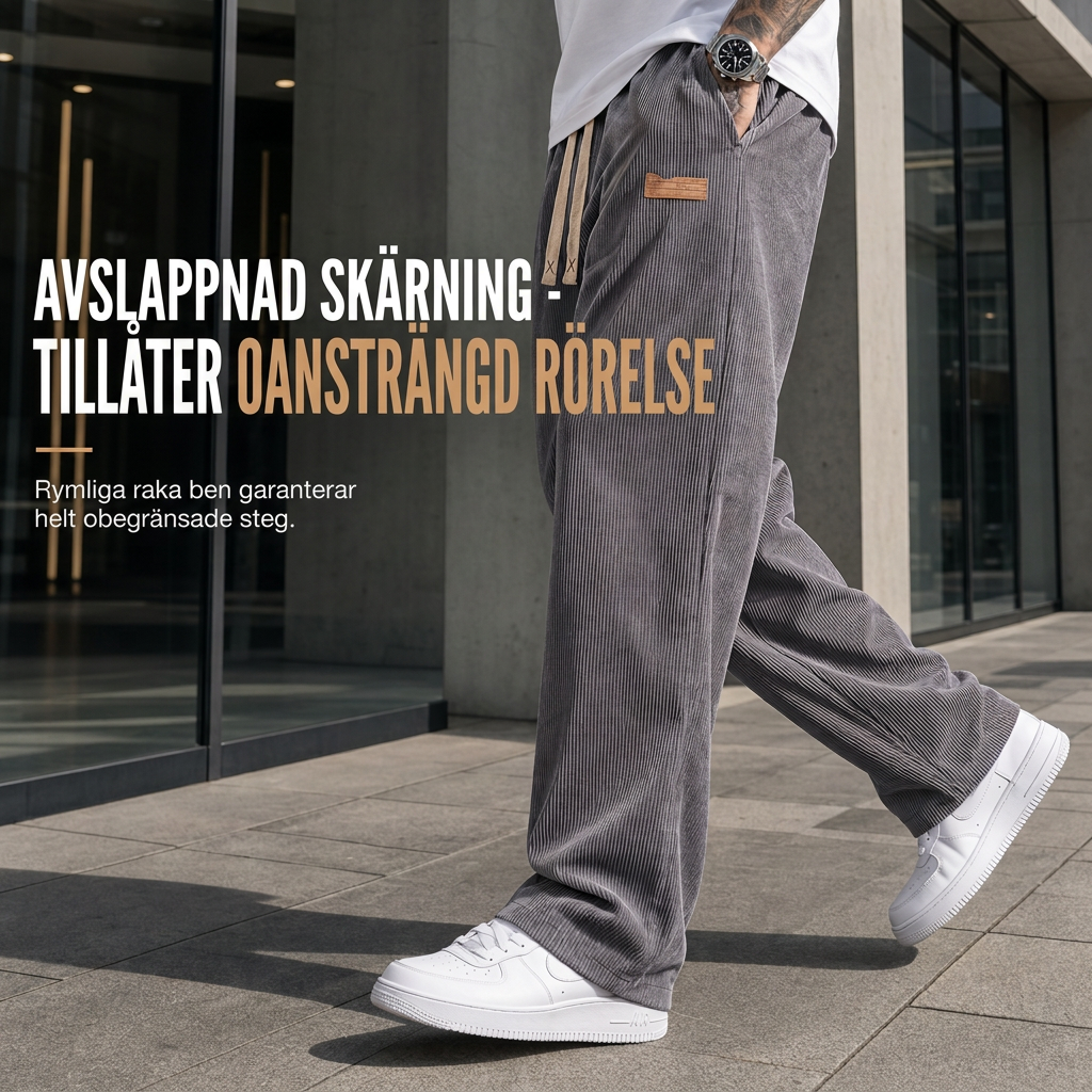 🖤Black Friday-rea: 50 % rabatt🖤 🏃‍♀️Lätta fritidsbyxor i corduroy för män, lös passform med raka ben