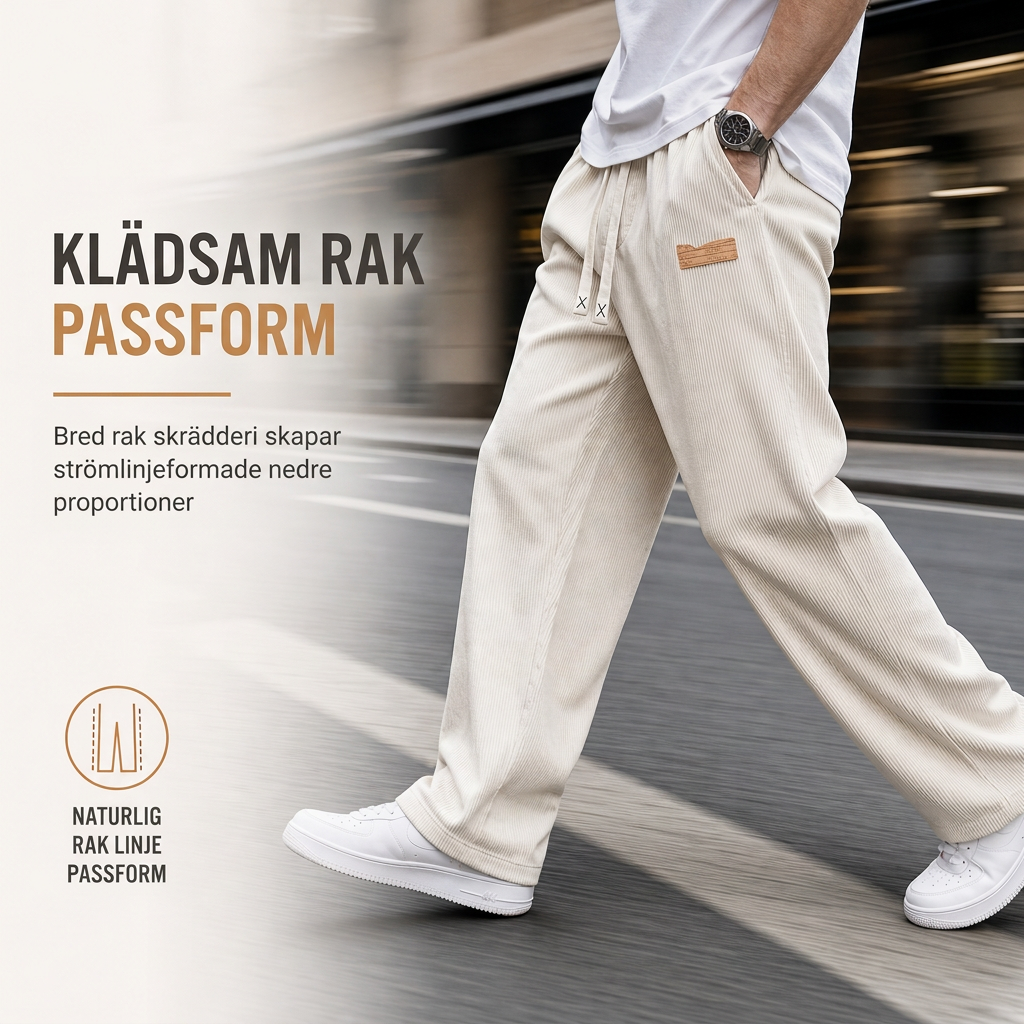 🖤Black Friday-rea: 50 % rabatt🖤 🏃‍♀️Lätta fritidsbyxor i corduroy för män, lös passform med raka ben