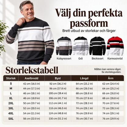 ✨Randig tröja med rund hals för män – klassiska ränder, avslappnad passform, bekväm att ha på sig varje dag