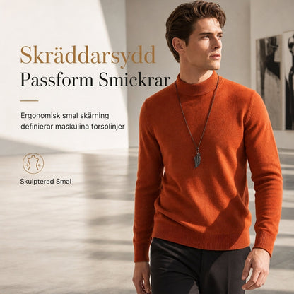 ⏳ Het erbjudande! |Stickad herrtröja med halvpolo – kroppsnära passform