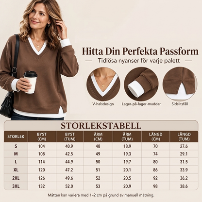 💖Lagerlookad V-ringad Sweatshirt för Kvinnor✨