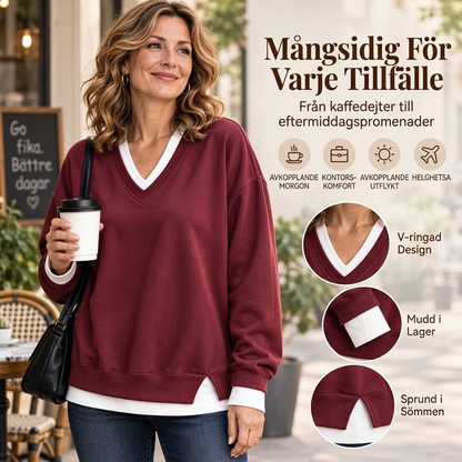 💖Lagerlookad V-ringad Sweatshirt för Kvinnor✨