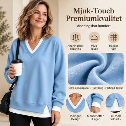 💖Lagerlookad V-ringad Sweatshirt för Kvinnor✨