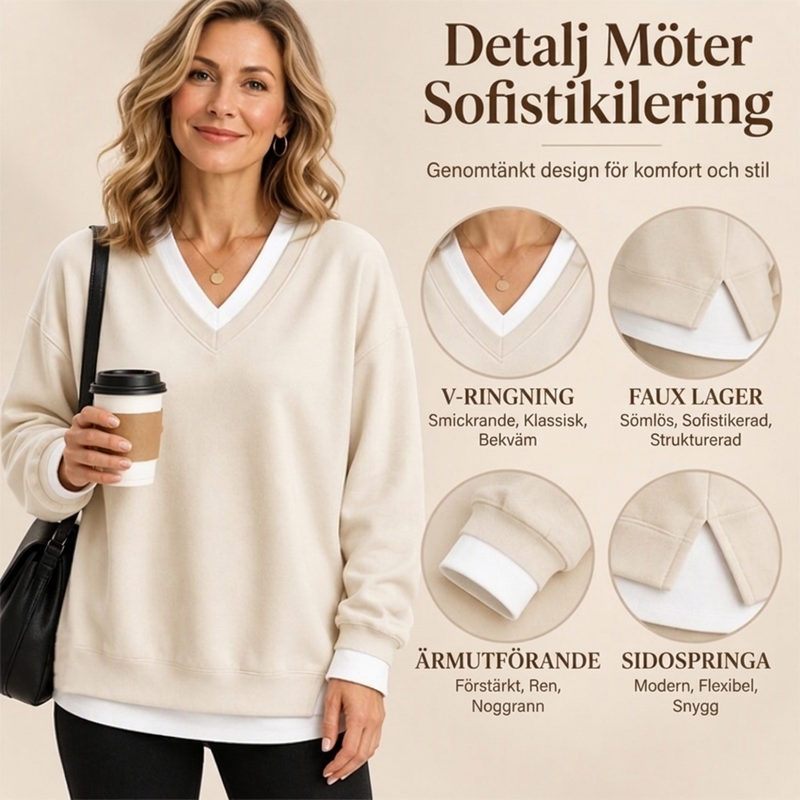 💖Lagerlookad V-ringad Sweatshirt för Kvinnor✨