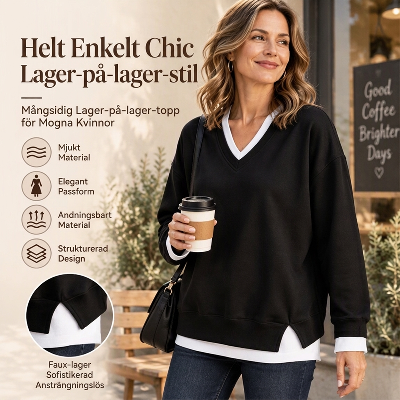 💖Lagerlookad V-ringad Sweatshirt för Kvinnor✨
