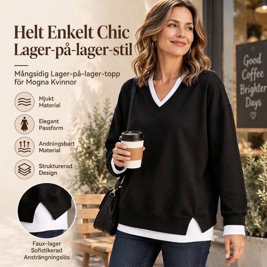 💖Lagerlookad V-ringad Sweatshirt för Kvinnor✨