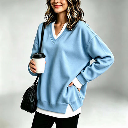 💖Lagerlookad V-ringad Sweatshirt för Kvinnor✨
