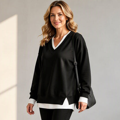 💖Lagerlookad V-ringad Sweatshirt för Kvinnor✨