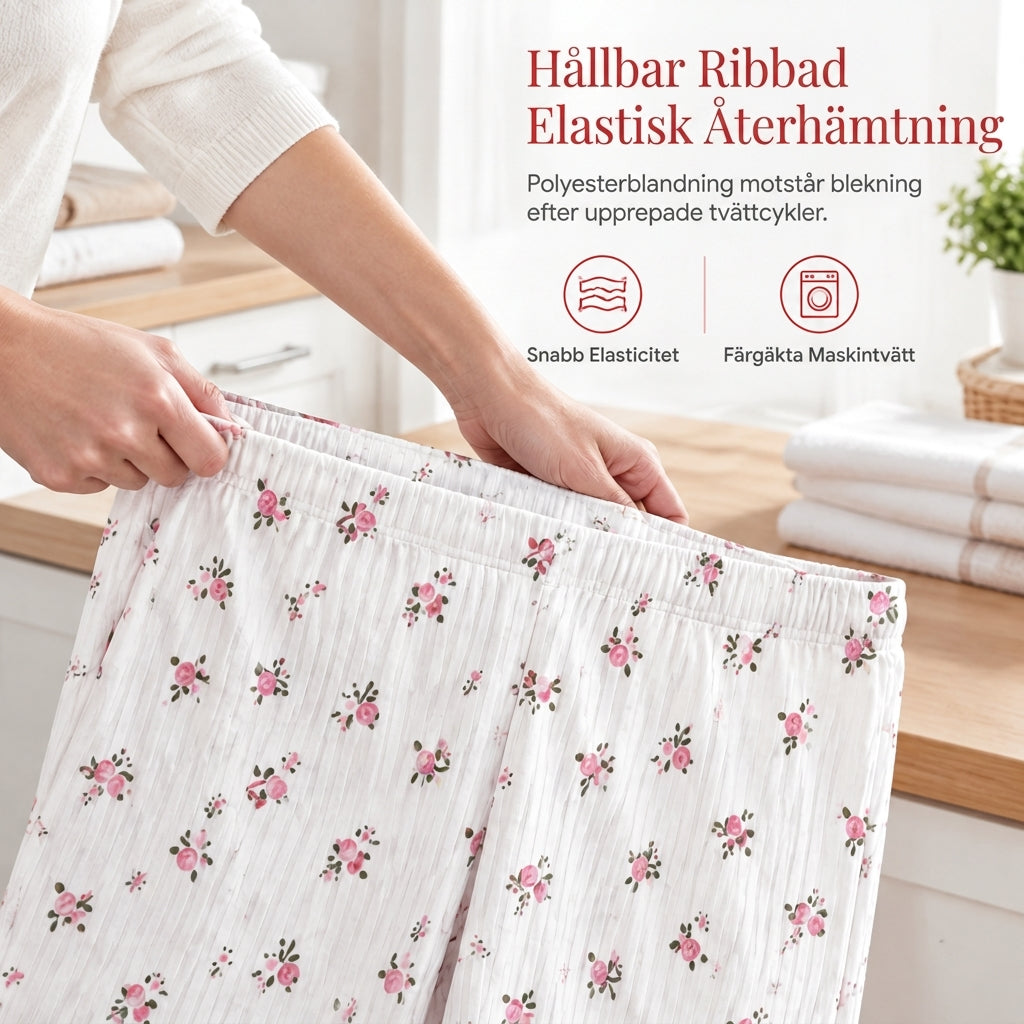 🌟Bästsäljare till nedsatt pris! Endast den här veckan!🌟 Pyjamas-set med tryck för damer, kortärmad överdel och långbyxor