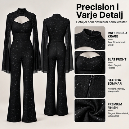 🖤 Glittrig jumpsuit med kapärmar för damer✨