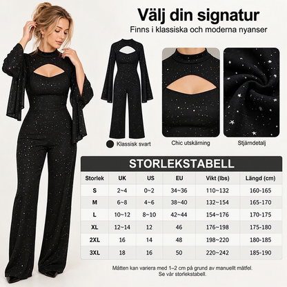 🖤 Glittrig jumpsuit med kapärmar för damer✨
