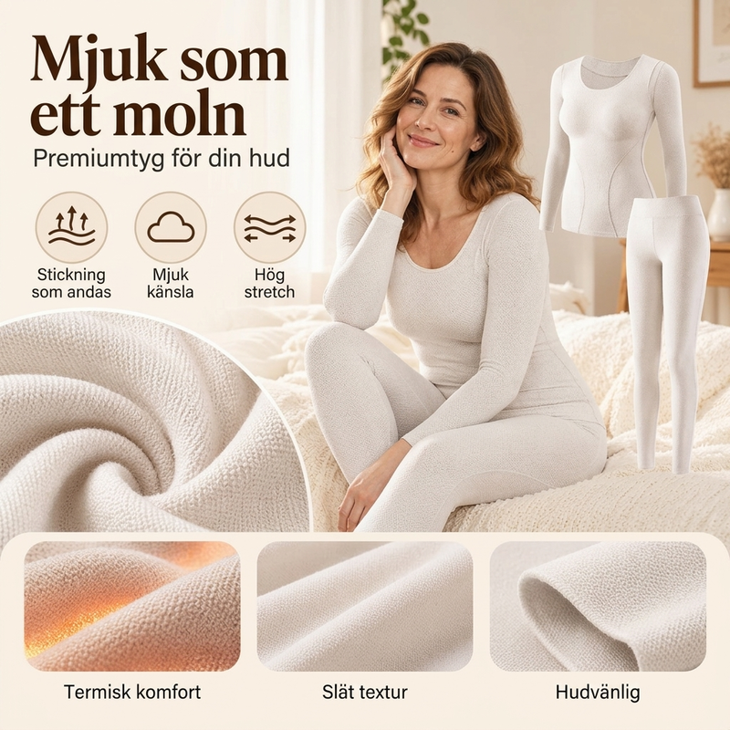 🌸Rea: 50% rabatt💖Sömlös självvärmande termounderställningsset för kvinnor