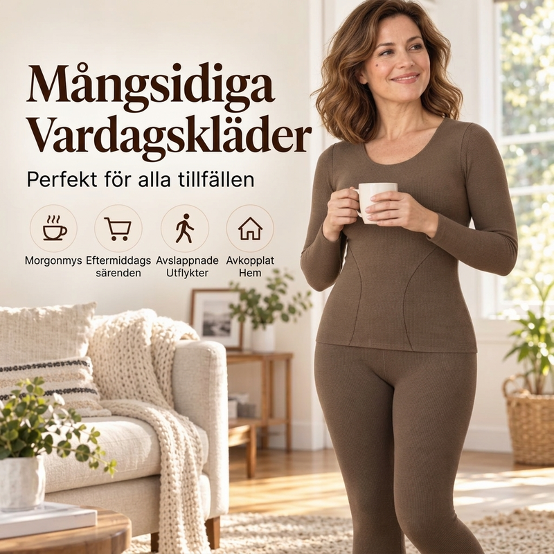 🌸Rea: 50% rabatt💖Sömlös självvärmande termounderställningsset för kvinnor