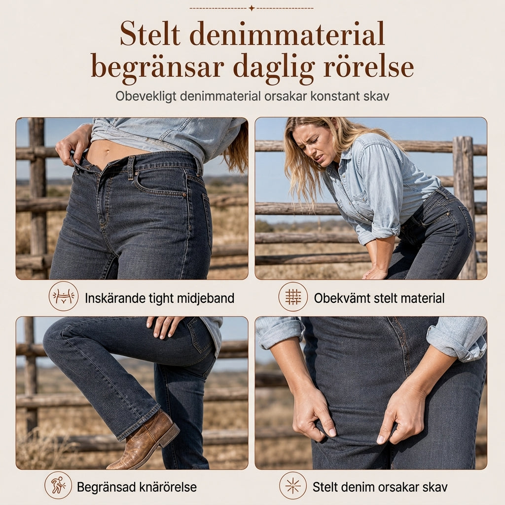 Kvinnor Klassisk Rakt Ben Stretchig Denim Jeans