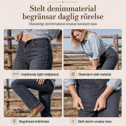 Kvinnor Klassisk Rakt Ben Stretchig Denim Jeans