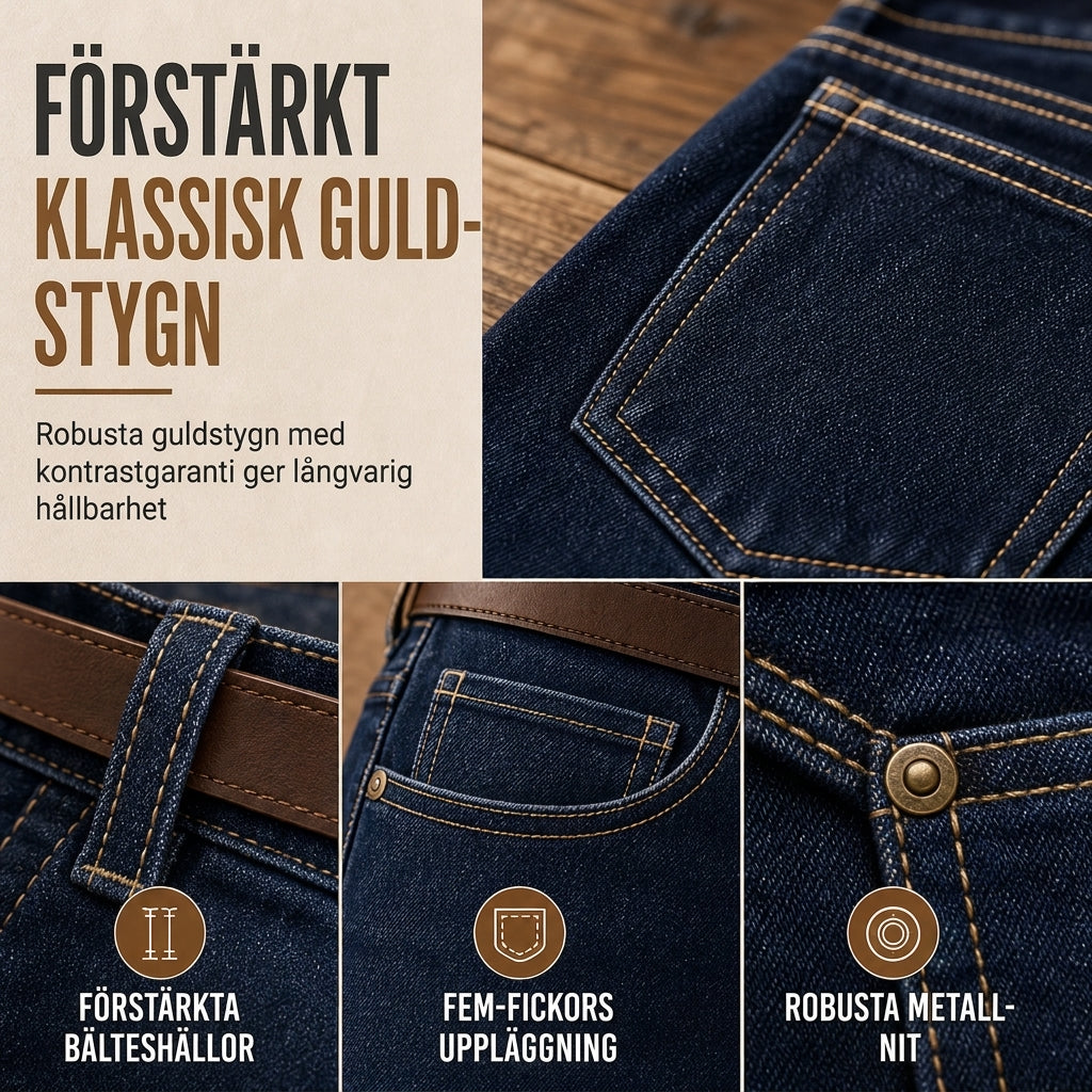 Kvinnor Klassisk Rakt Ben Stretchig Denim Jeans