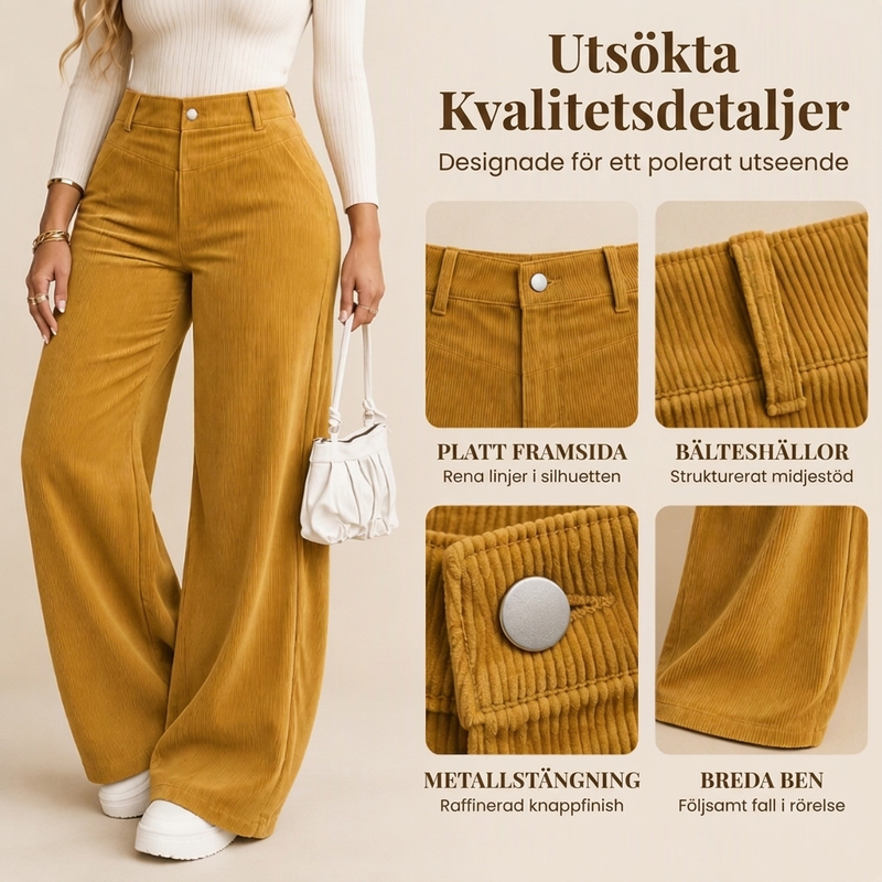 📢🎉50 % rabatt!!!🛍️✨ Fritidsbyxor i corduroy för damer med vida ben