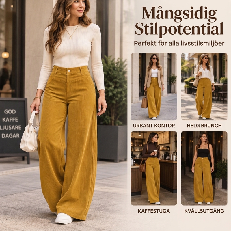 📢🎉50 % rabatt!!!🛍️✨ Fritidsbyxor i corduroy för damer med vida ben