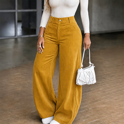 📢🎉50 % rabatt!!!🛍️✨ Fritidsbyxor i corduroy för damer med vida ben