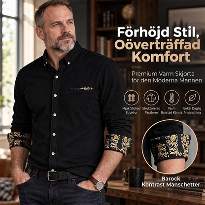👔 50% RABATT NU! ✨ Herr Corduroyskjorta med Fleecefoder - Klassisk Snickarbyssnitt med Optimal Värme för Kallt Väder ❄️🛒