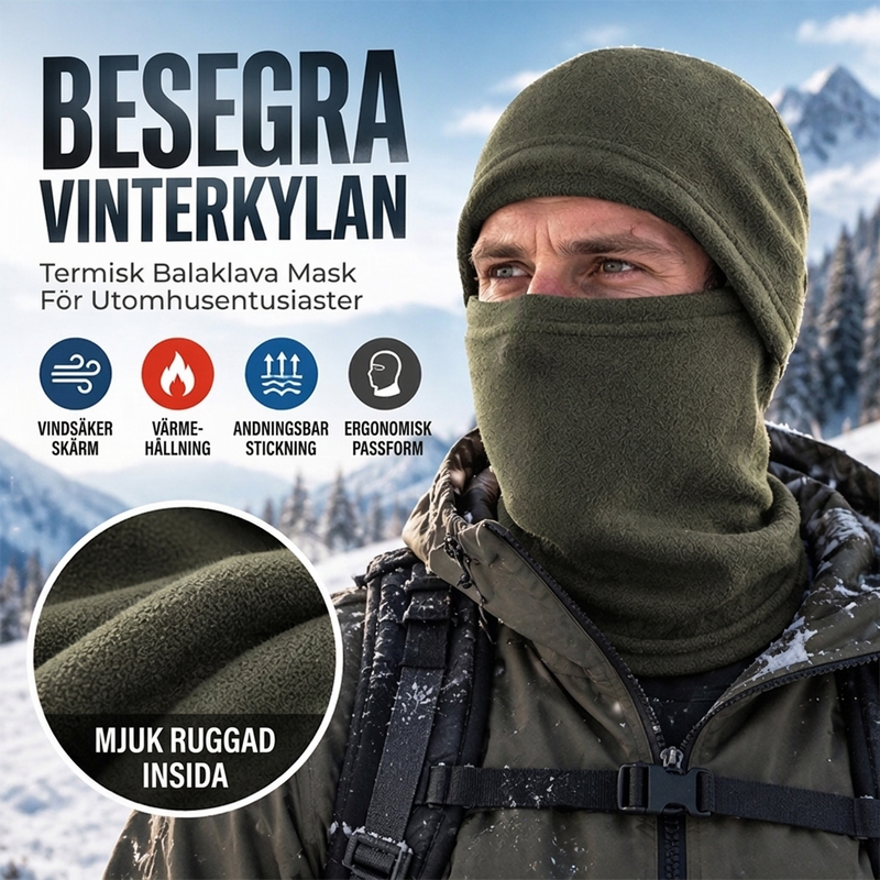 Vintervindtät termisk cykelbalaclava