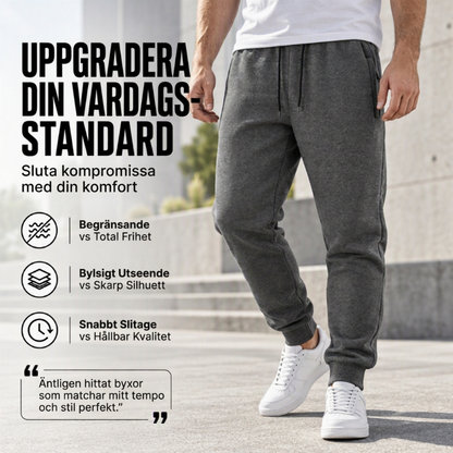 Varma joggingbyxor för män med fickor med dragkedja
