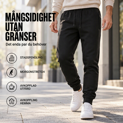 Varma joggingbyxor för män med fickor med dragkedja
